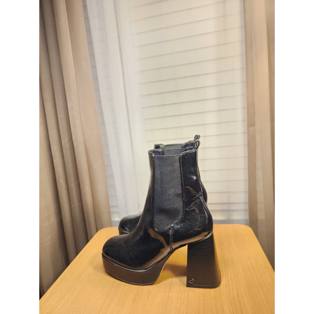 Circus Sam Edelman Crinkled Faux Leather 70s Platform Boots Booties 9.5 M BLACK - Picture 5 of 16